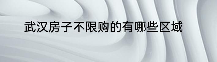 武汉房子不限购的有哪些区域