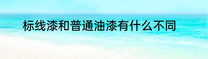 标线漆和普通油漆有什么不同