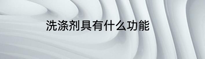 洗涤剂具有什么功能