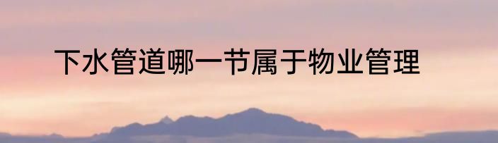 下水管道哪一节属于物业管理