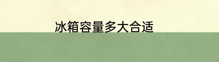 冰箱容量多大合适