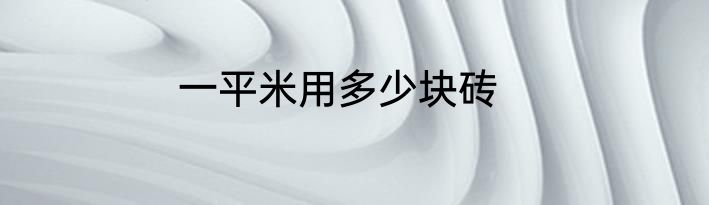 一平米用多少块砖