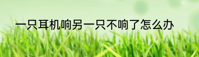 一只耳机响另一只不响了怎么办
