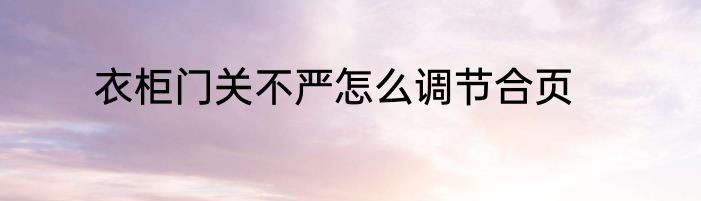 衣柜门关不严怎么调节合页