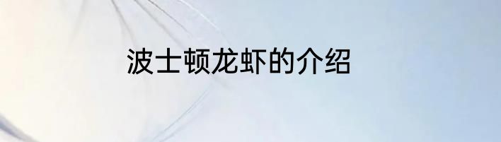 波士顿龙虾的介绍