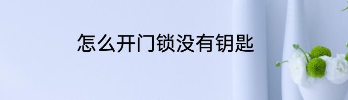 怎么开门锁没有钥匙