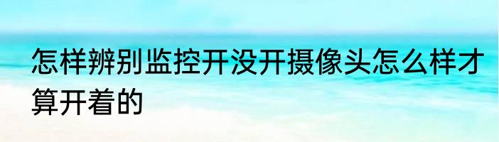 怎样辨别监控开没开摄像头怎么样才算开着的