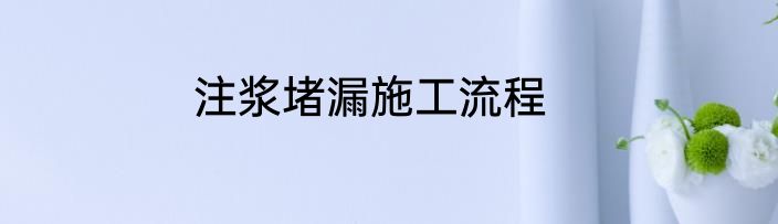 注浆堵漏施工流程