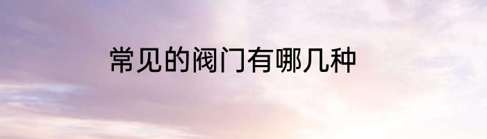 常见的阀门有哪几种