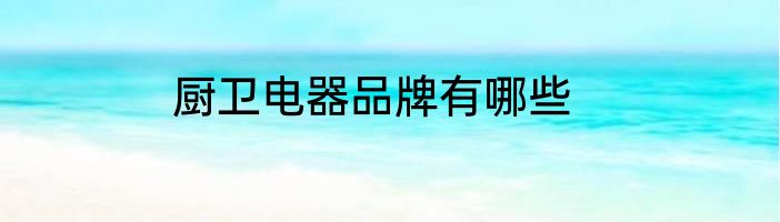 厨卫电器品牌有哪些