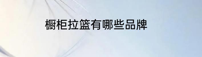 橱柜拉篮有哪些品牌