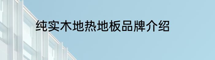 纯实木地热地板品牌介绍