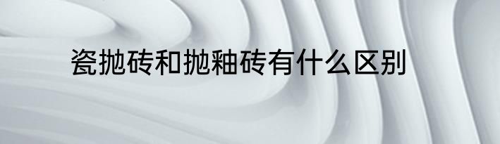 瓷抛砖和抛釉砖有什么区别