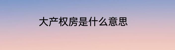 大产权房是什么意思