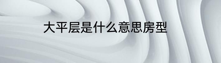 大平层是什么意思房型