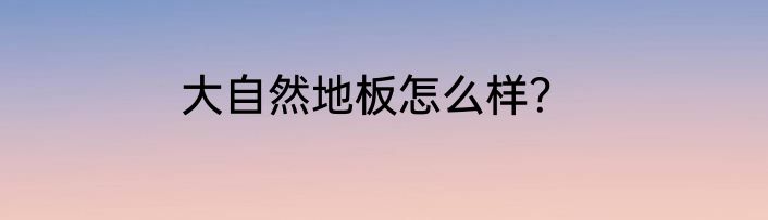 大自然地板怎么样？