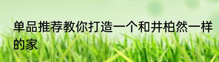 单品推荐教你打造一个和井柏然一样的家