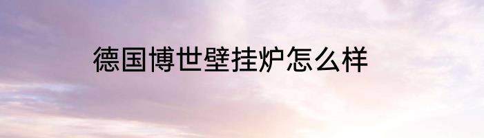 德国博世壁挂炉怎么样