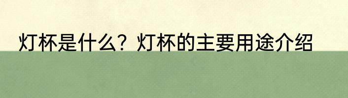 灯杯是什么？灯杯的主要用途介绍