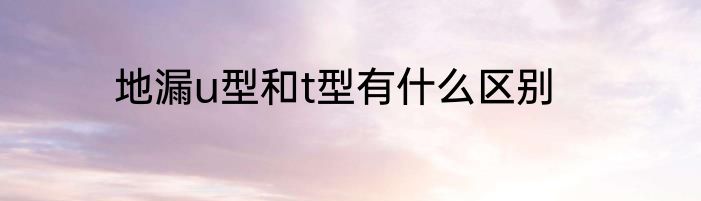 地漏u型和t型有什么区别
