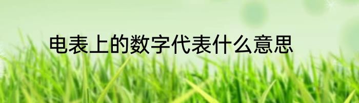 电表上的数字代表什么意思