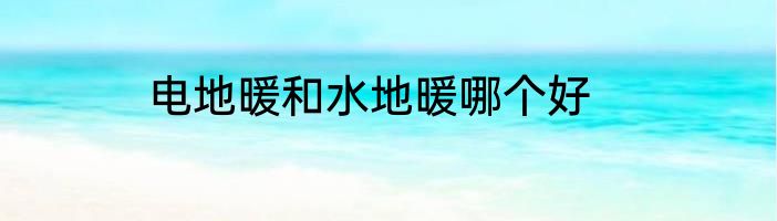 电地暖和水地暖哪个好