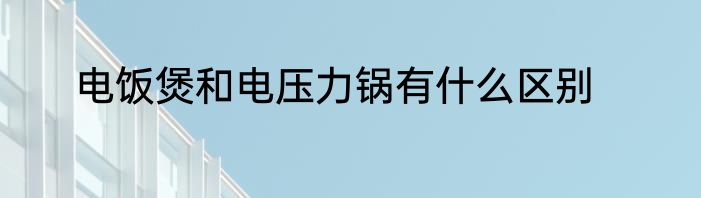 电饭煲和电压力锅有什么区别