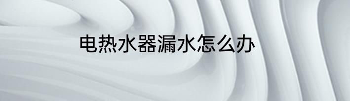 电热水器漏水怎么办
