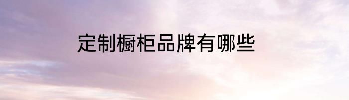 定制橱柜品牌有哪些