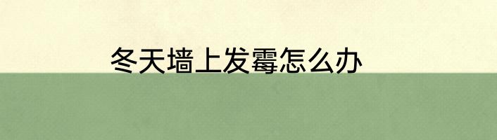 冬天墙上发霉怎么办