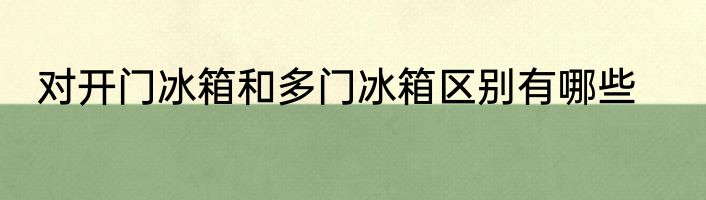 对开门冰箱和多门冰箱区别有哪些