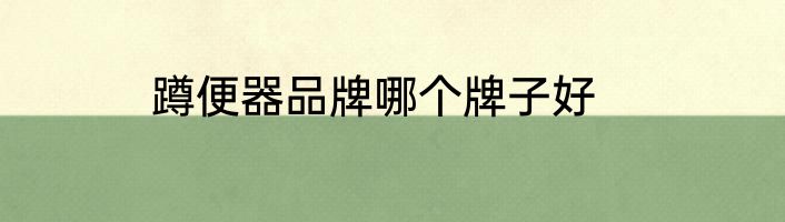 蹲便器品牌哪个牌子好