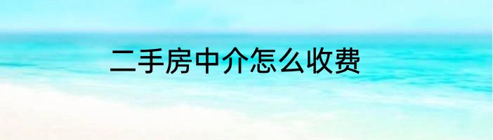 二手房中介怎么收费