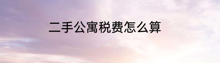 二手公寓税费怎么算