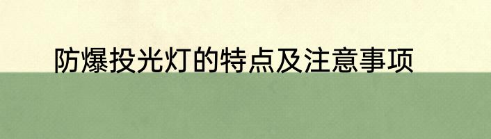 防爆投光灯的特点及注意事项