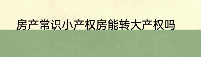 房产常识小产权房能转大产权吗