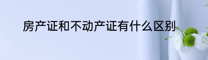 房产证和不动产证有什么区别