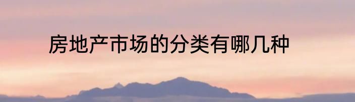 房地产市场的分类有哪几种