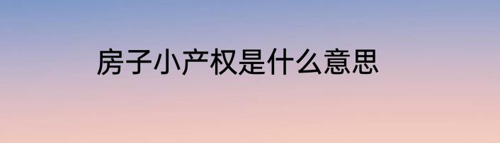 房子小产权是什么意思