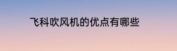 飞科吹风机的优点有哪些