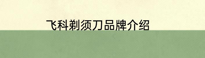 飞科剃须刀品牌介绍