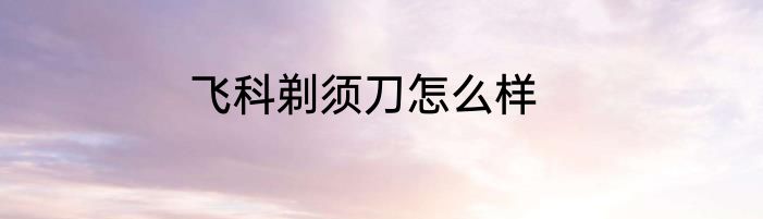 飞科剃须刀怎么样