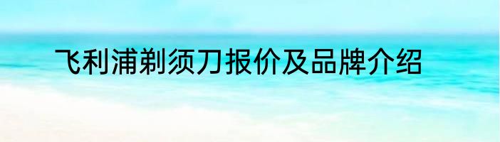 飞利浦剃须刀报价及品牌介绍