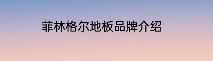 菲林格尔地板品牌介绍