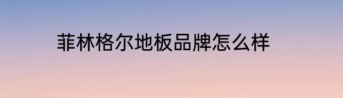 菲林格尔地板品牌怎么样