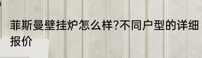 菲斯曼壁挂炉怎么样?不同户型的详细报价