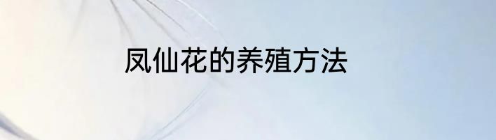 凤仙花的养殖方法