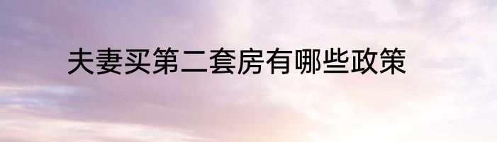 夫妻买第二套房有哪些政策
