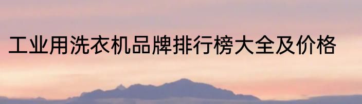 工业用洗衣机品牌排行榜大全及价格