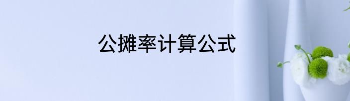 公摊率计算公式